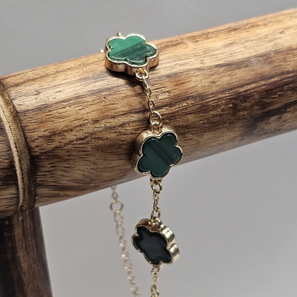 Bohemian Gold Green Clover Fashion Charm Bracelet - Picture 7 of 8